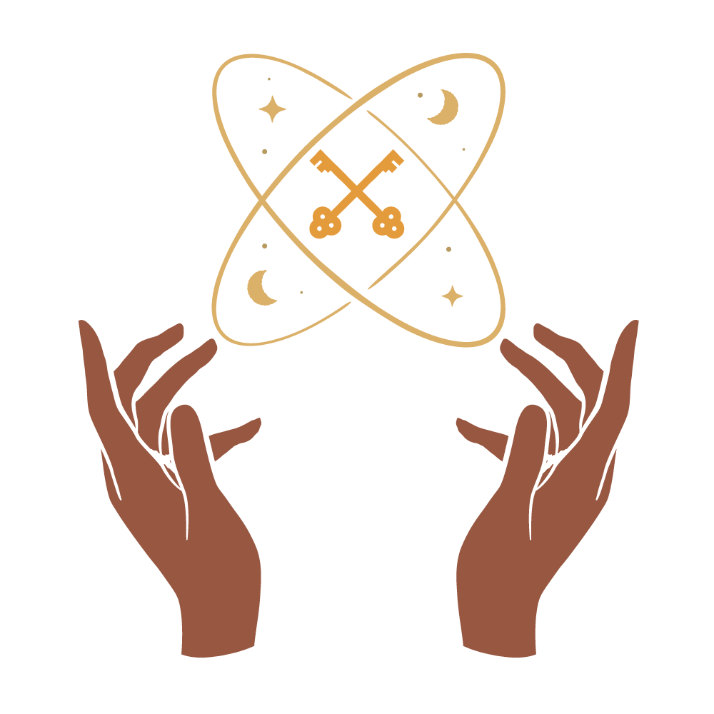 YAM Toolkit Icon - brown female hands with keys and stars in the center