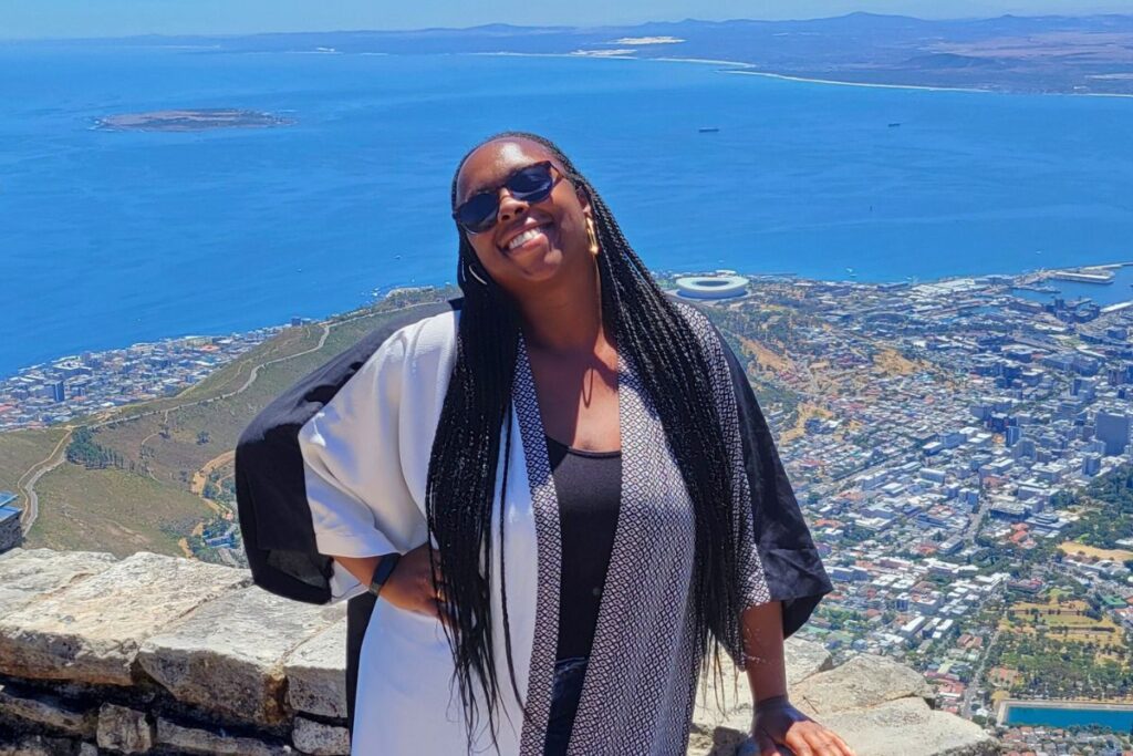 Simone Cheri smiling on Table Mountain